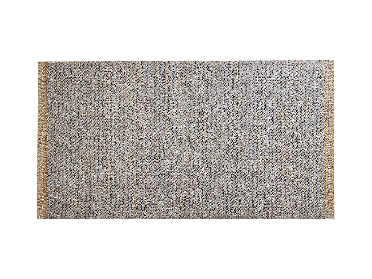 Teppich Läufer Wolle / Jute / Baumwolle grau 80 x 150 cm hangewebt Boho Banoo