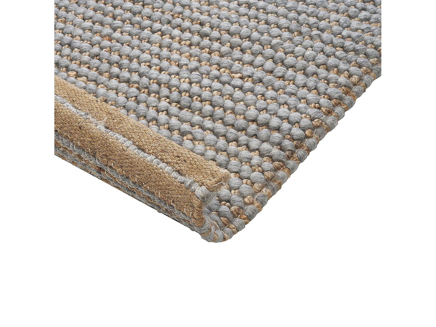 Teppich Läufer Wolle / Jute / Baumwolle grau 80 x 150 cm hangewebt Boho Banoo