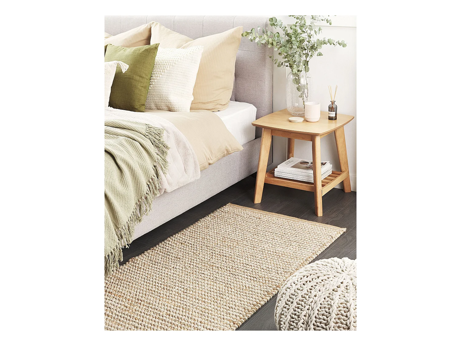 Alfombra de lana beige claro/gris 80 x 150 cm BANOO