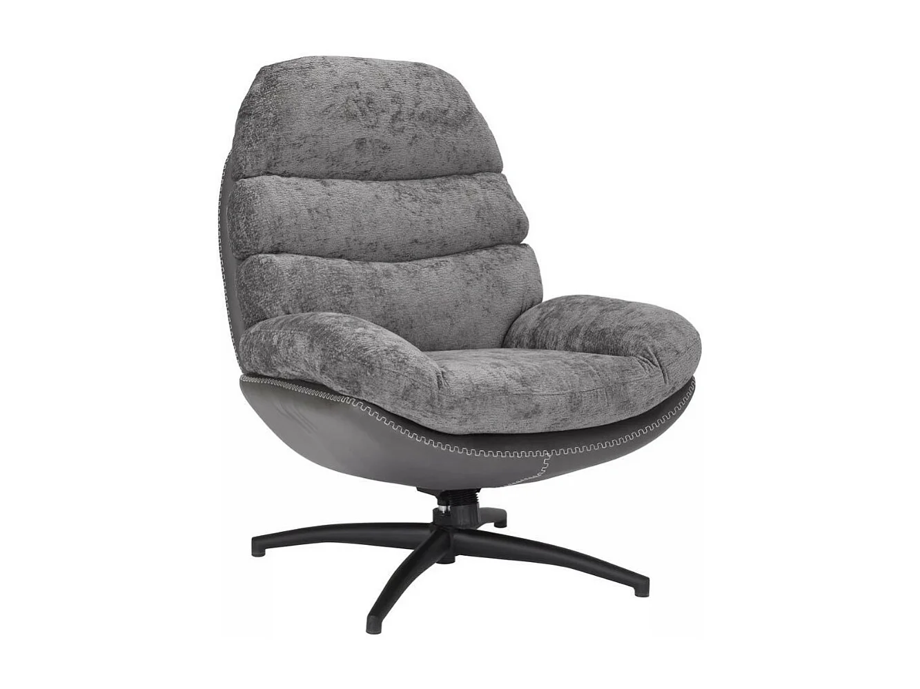 Fauteuil gris en tissu et éco cuir pivotant et inclinable Lagie