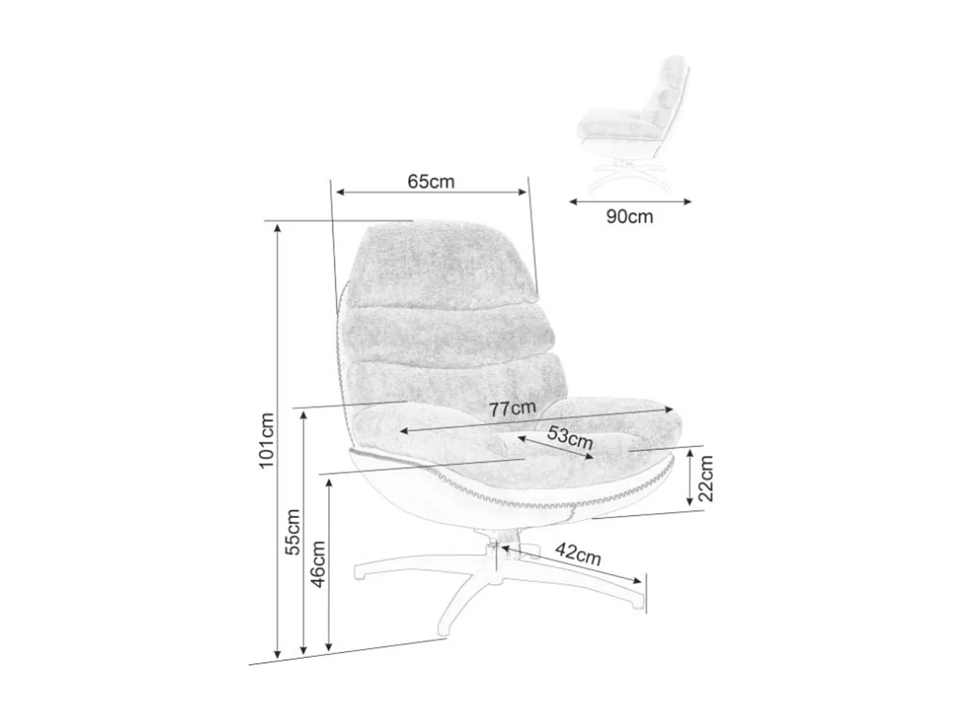 Fauteuil gris en tissu et éco cuir pivotant et inclinable Lagie