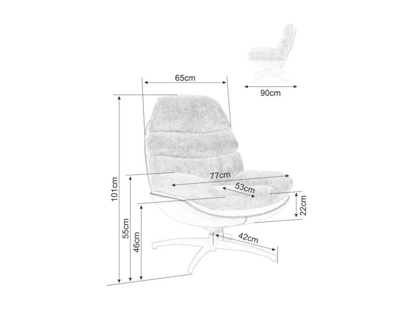 Fauteuil gris en tissu et éco cuir pivotant et inclinable Lagie