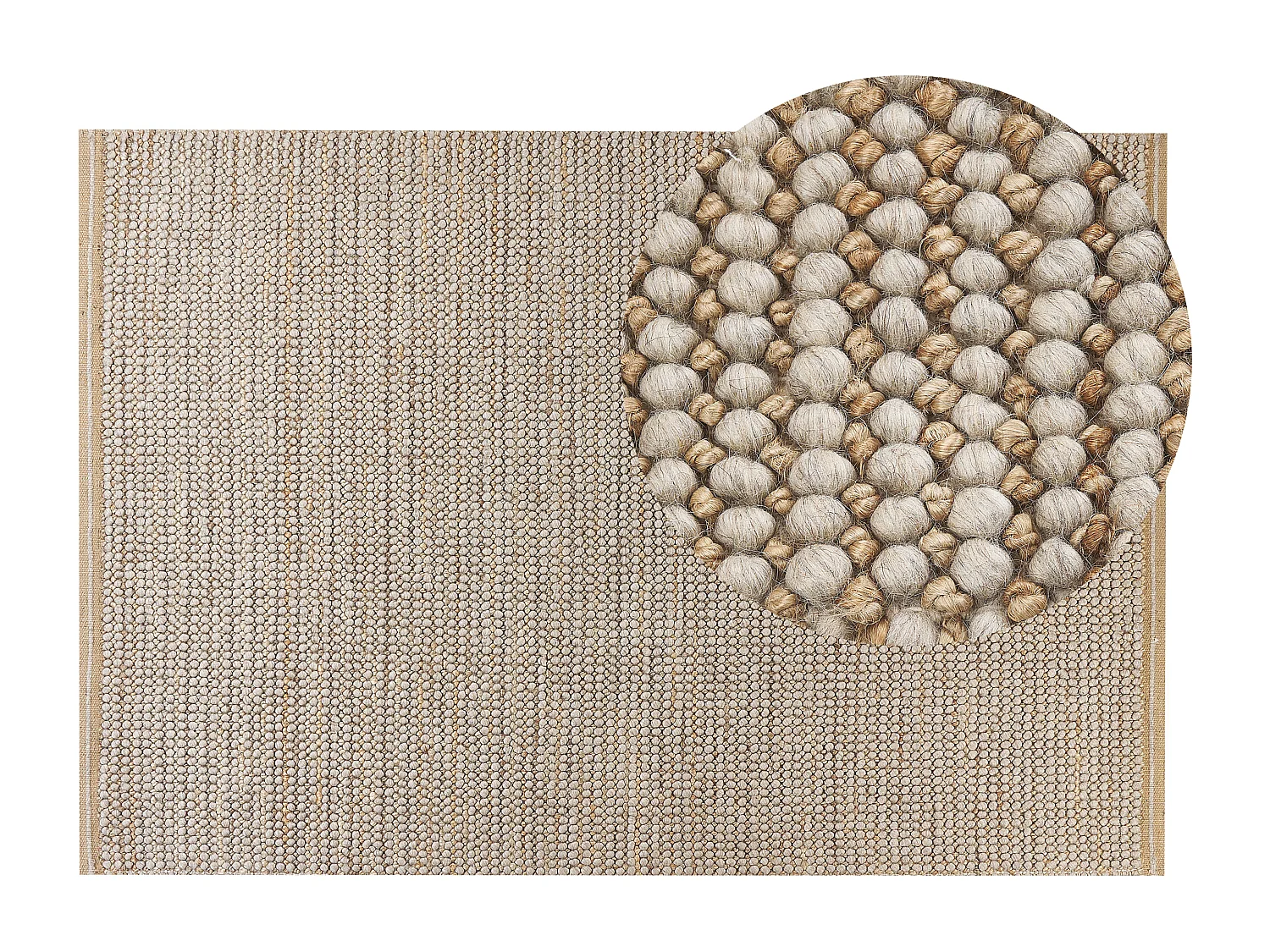 Teppich Wolle beige 140 x 200 cm Kurzflor BANOO