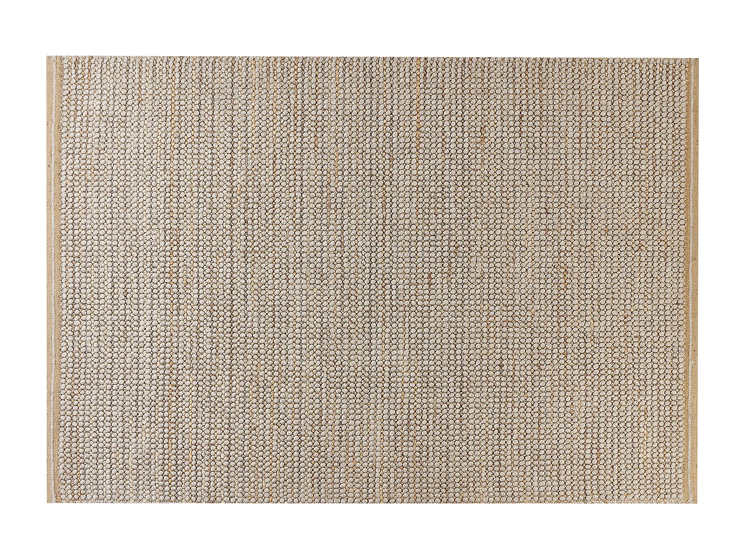 Teppich Wolle beige 140 x 200 cm Kurzflor BANOO