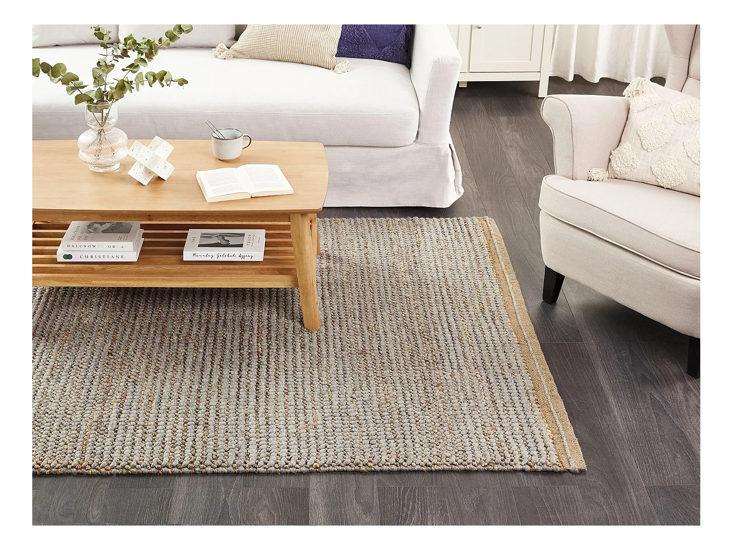 Vloerkleed wol grijs 140 x 200 cm BANOO