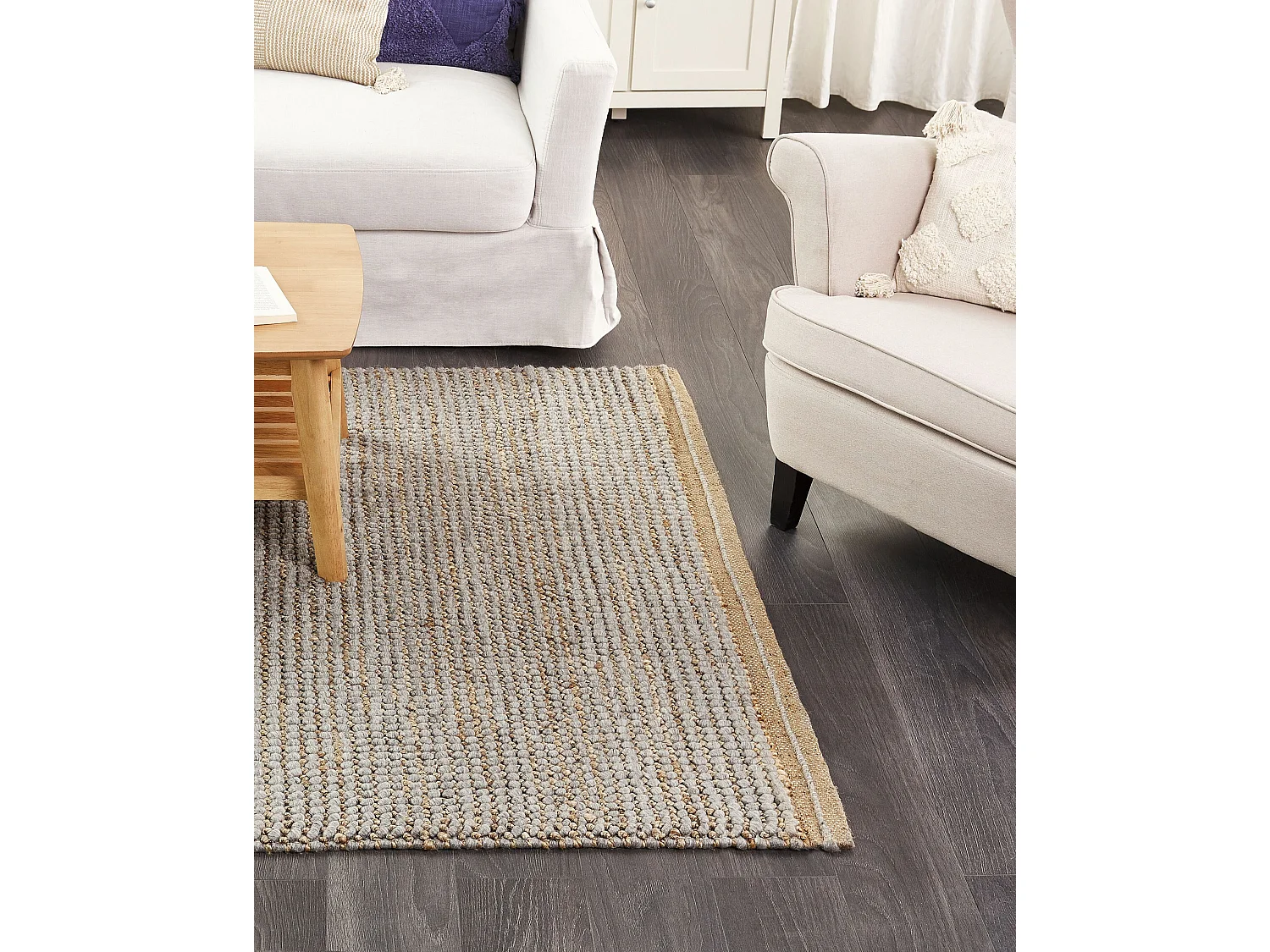 Vloerkleed wol grijs 140 x 200 cm BANOO