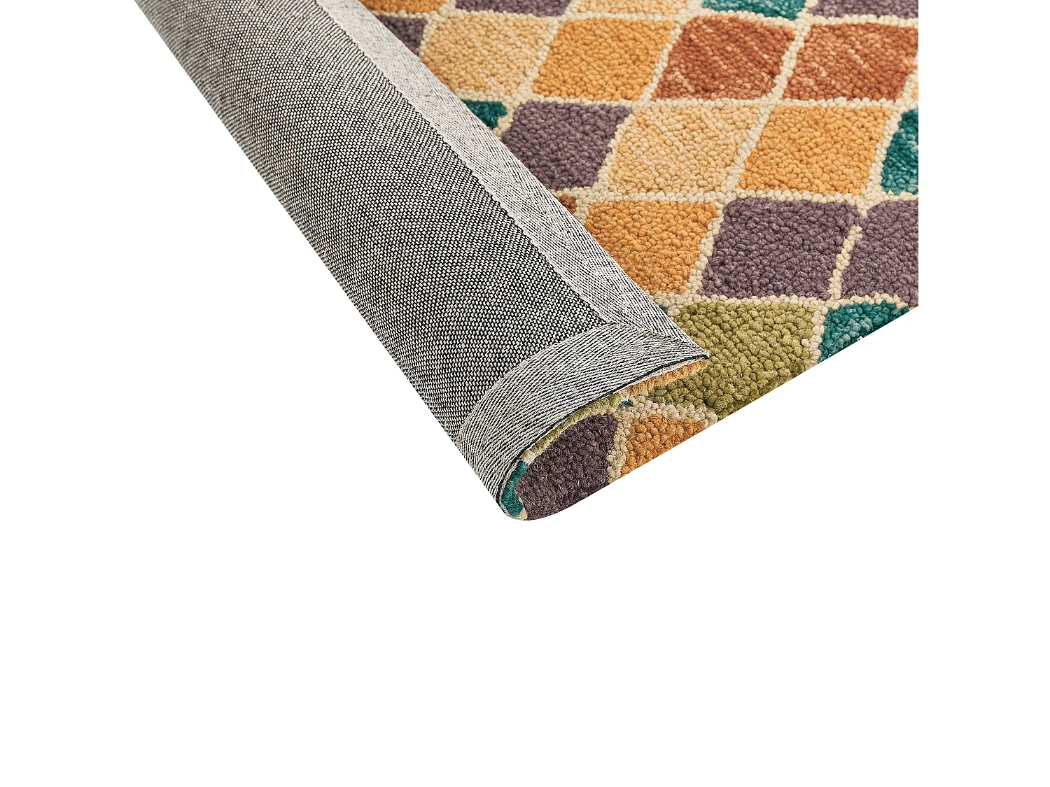 Teppich Wolle mehrfarbig 80 x 150 cm geometrisches Muster Kurzflor KESKIN