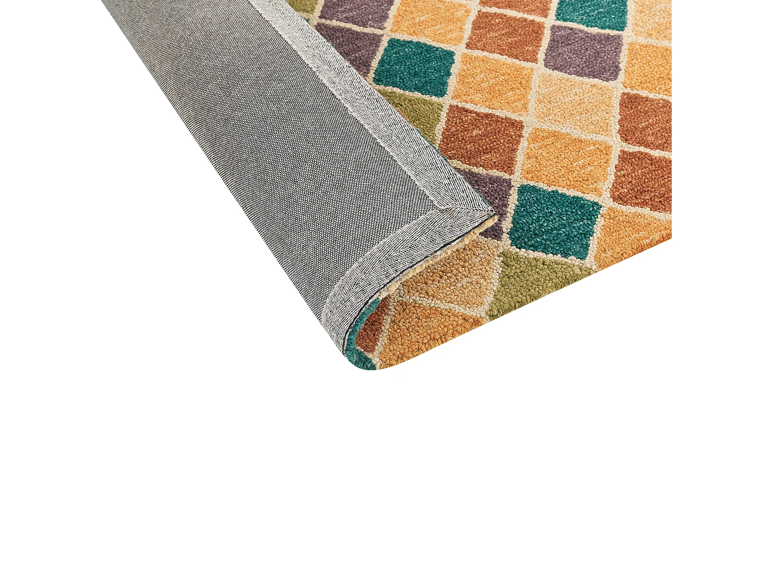 Teppich Wolle bunt mit kariertem Muster quadratisch 200 x 200 cm Modern Keskin