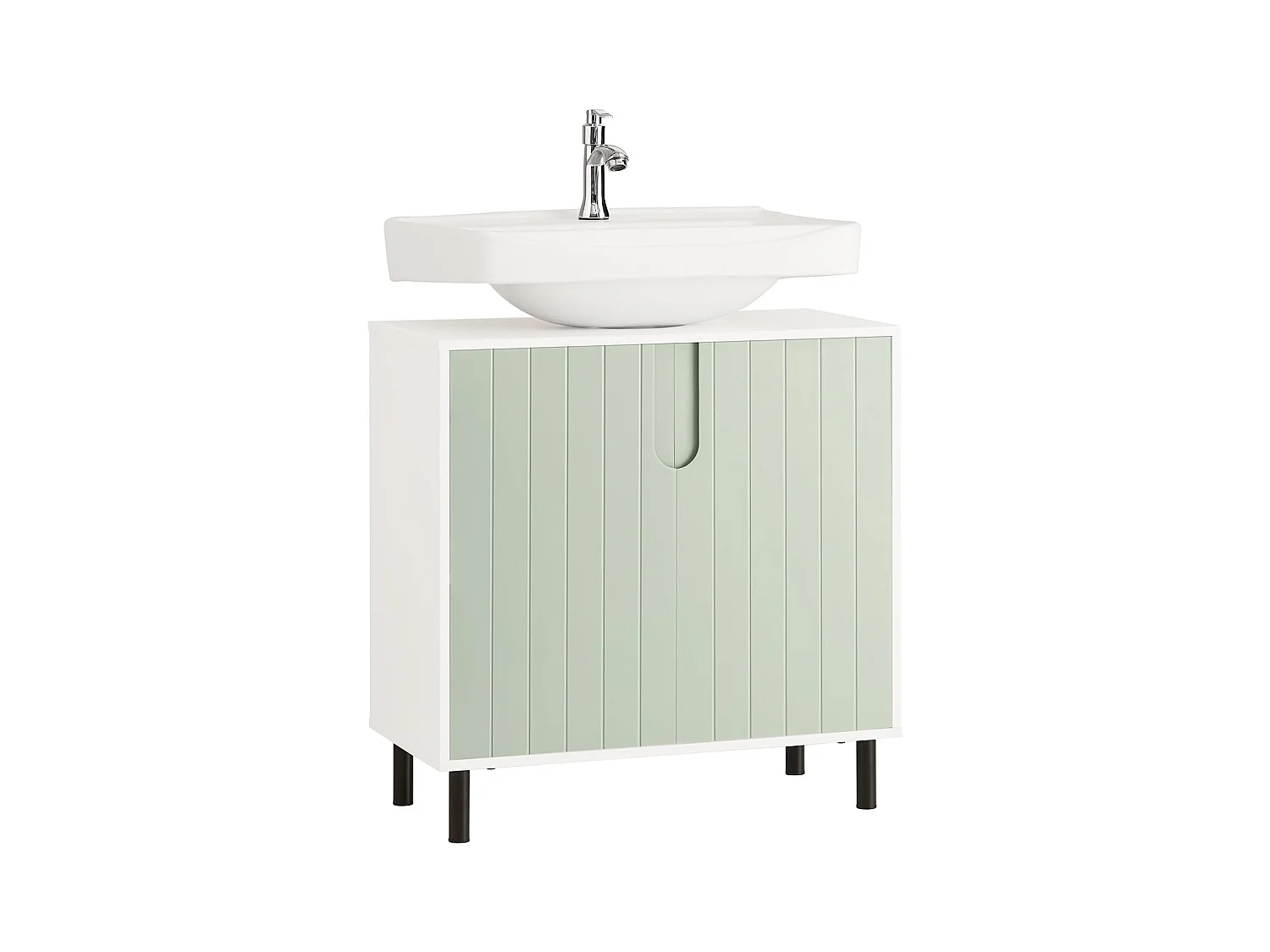 SoBuy BZR139-GR Meuble sous Lavabo Salle de Bain, Armoire de Rangement pour Vasque avec 2 Portes et étagère réglable, Meuble sous Vasque - dim. 60L x 30l x 60H cm,
