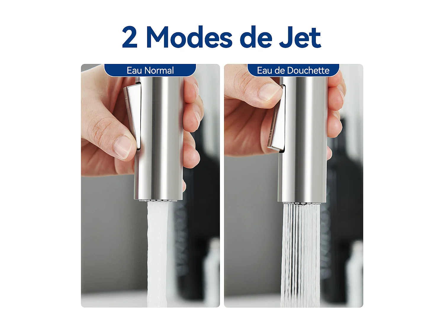 Miscelatore Cucina con Doccia Estraibile Cecipa max - Rubinetto in Acciaio Inox Girevole a 360° - Rubinetto con Gorgogliatore Estraibile - Spazzolato,Modello EU