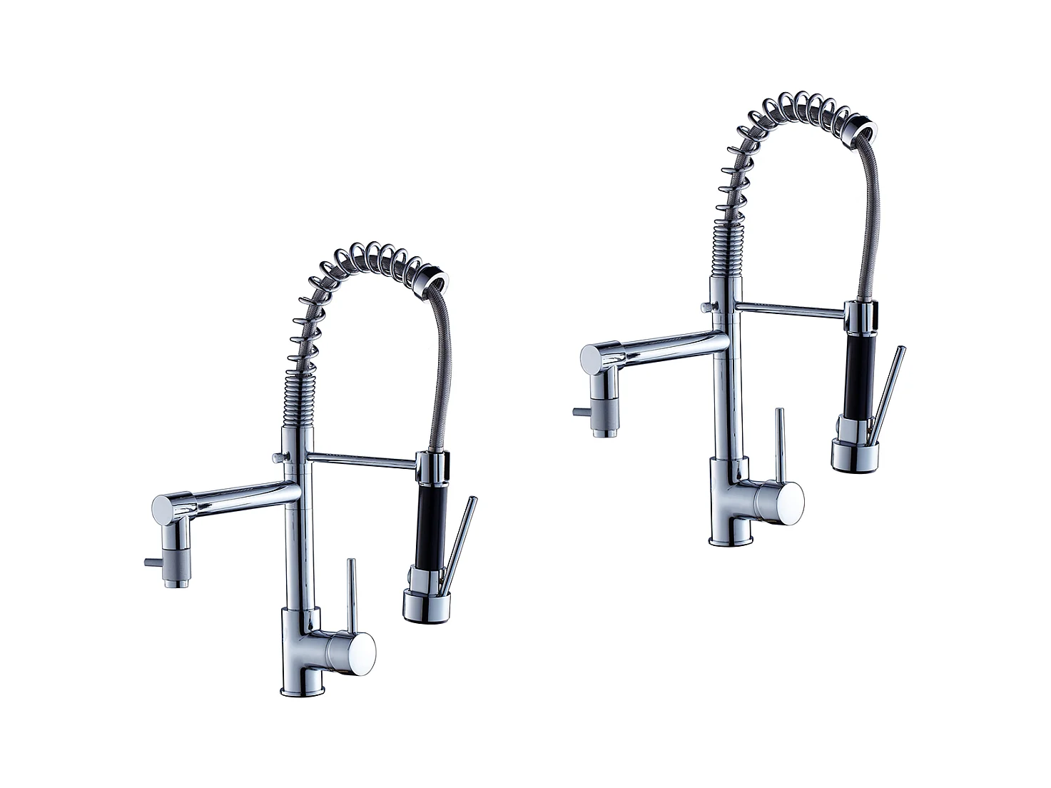 2pcs Robinet Cuisine Mitigeur avec Douchette Extractible Moderne Bec Haut en Laiton Rotatif 360°Robinetterie Rétractable évier 2 Jets Robinet