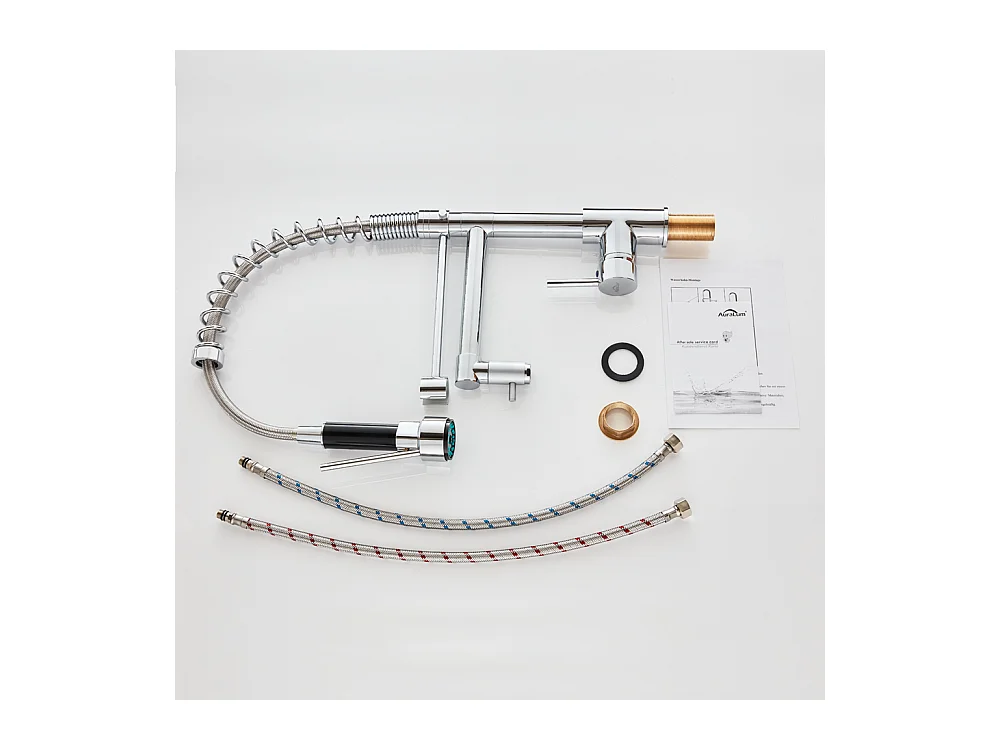 2pcs Rubinetto Cucina Miscelatore con Doccia Estraibile Moderno Becco Alto In Ottone Rotante 360°Rubinettia Retrattile Lavello 2 Jets Rubinetto