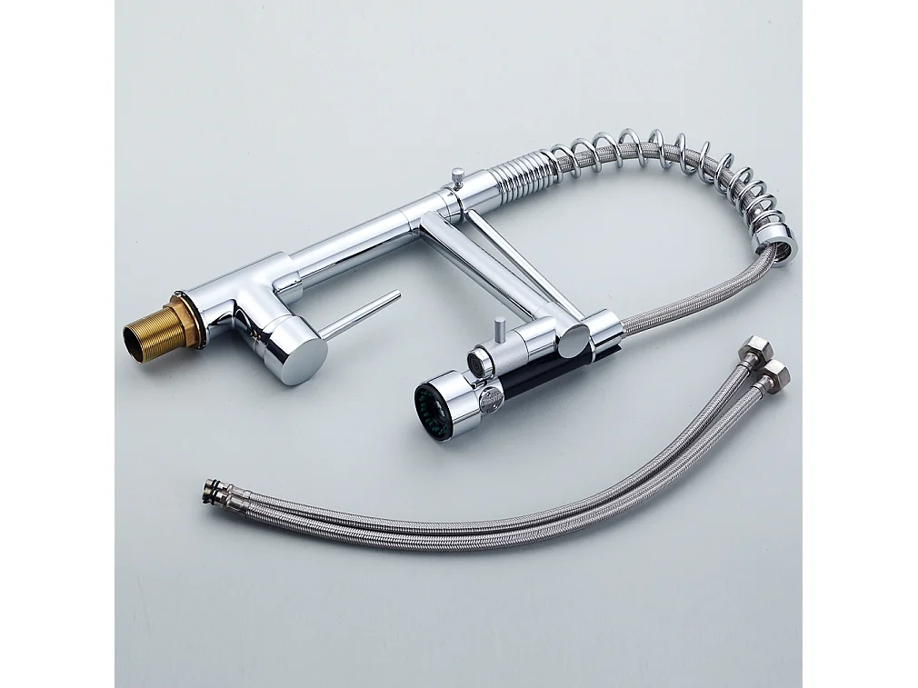 2pcs Robinet Cuisine Mitigeur avec Douchette Extractible Moderne Bec Haut en Laiton Rotatif 360°Robinetterie Rétractable évier 2 Jets Robinet