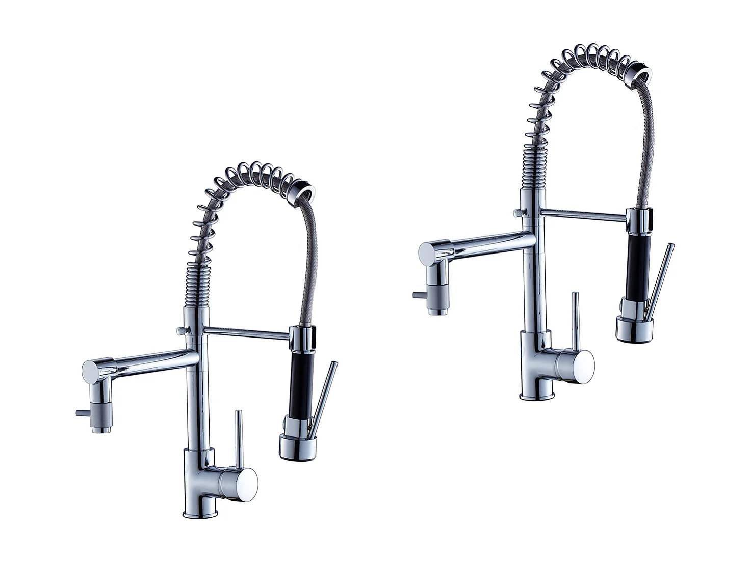 2pcs Robinet Cuisine Mitigeur avec Douchette Extractible Moderne Bec Haut en Laiton Rotatif 360°Robinetterie Rétractable évier 2 Jets Robinet