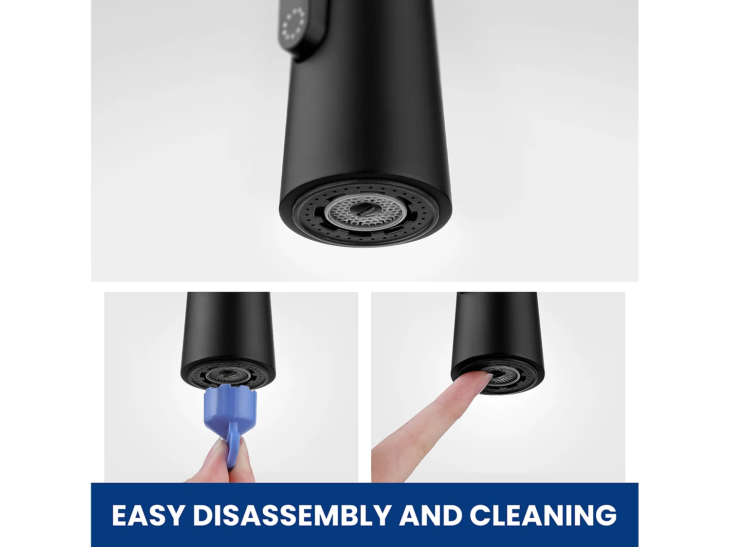 Cecipa Max Spring Miscelatore Cucina con 3 Modalità di Uscita Acqua - Miscelatore Lavello Nero con Doccetta Estraibile Girevole a 360°, Modello EU