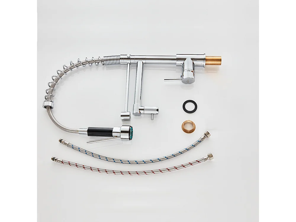 Mitigeur Cuisine avec Douchette Extractible Chromé,Robinet évier Moderne Laiton,Rotatif 360°,Robinetterie Rétractable,Robinet Cuisine 2 Jets