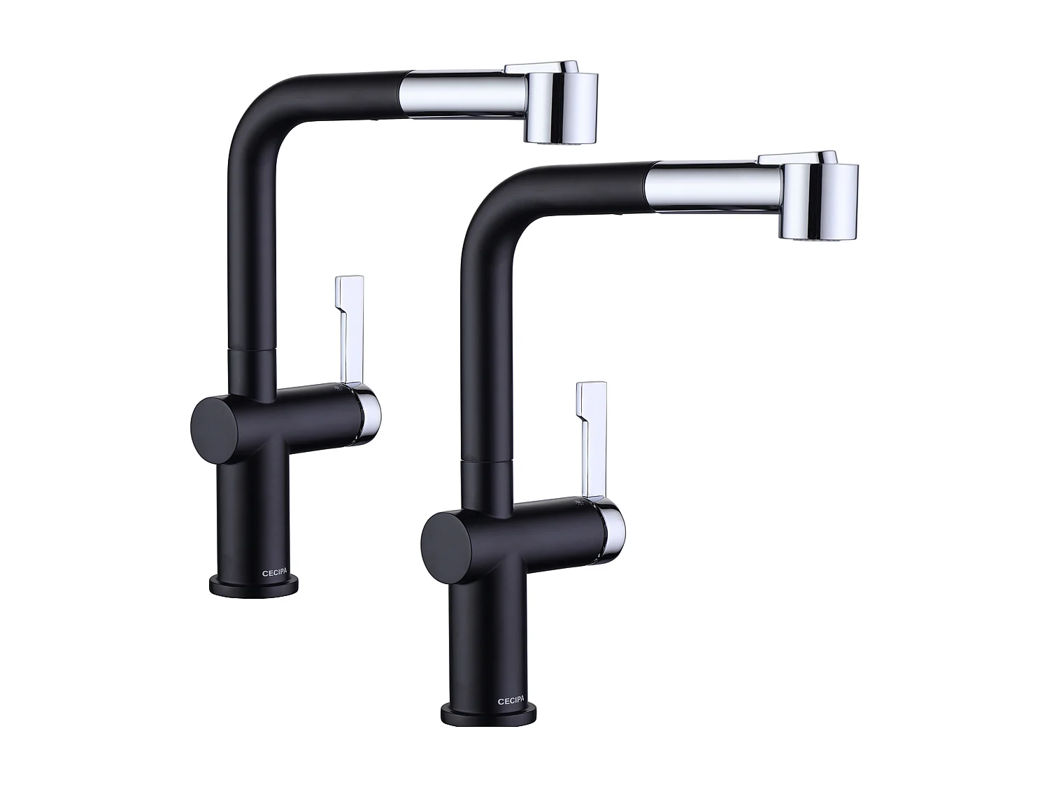 Mezclador de cocina extraíble Cecipa max, grifo de cocina con 2 modos de salida de agua, grifo de fregadero negro + galvánico, modelo UE, 2 uds.