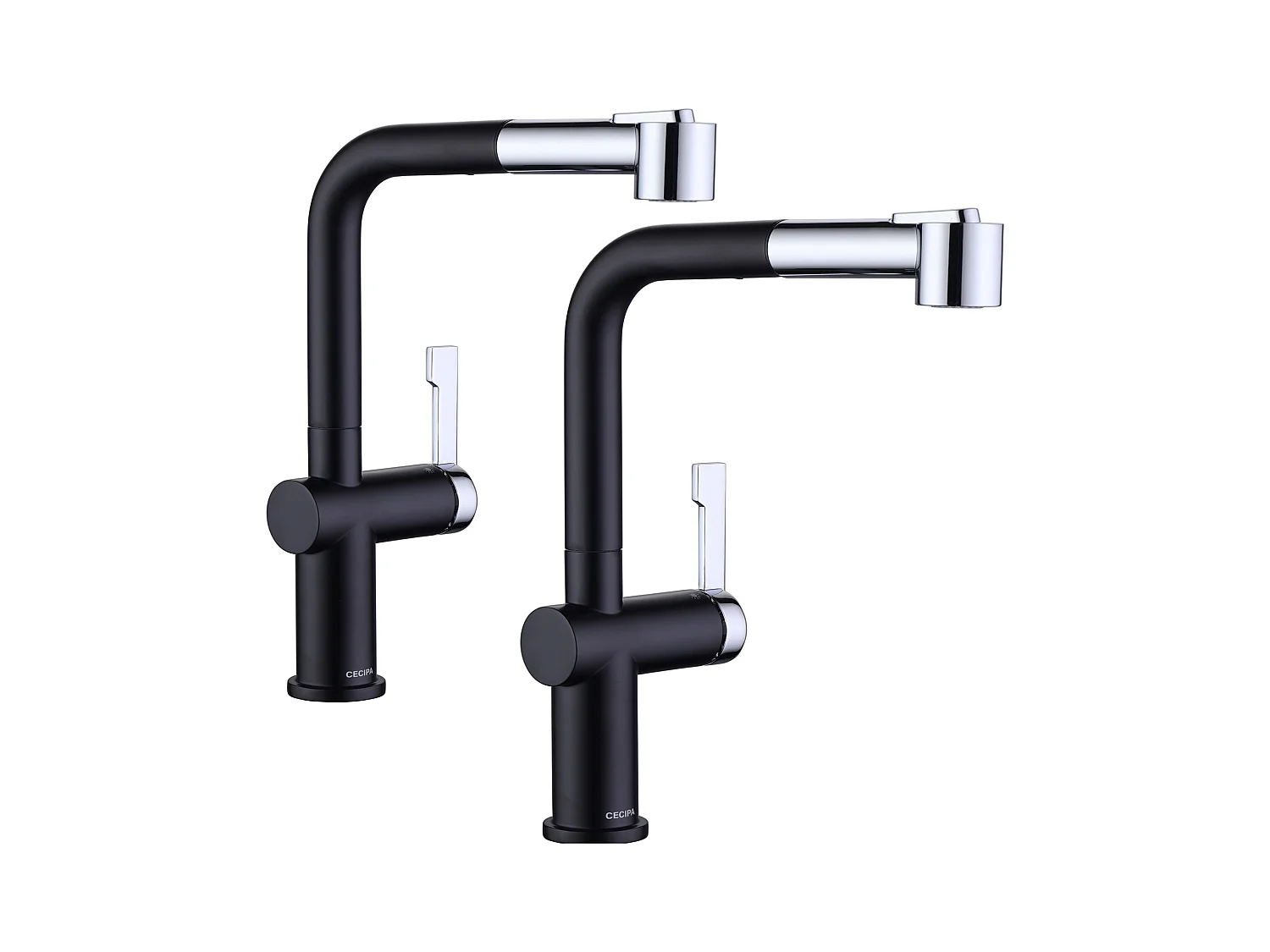 Miscelatore cucina estraibile Cecipa max 2 pezzi - rubinetto cucina con 2 modalità di uscita acqua - rubinetto lavello nero + galvanico, modello UE