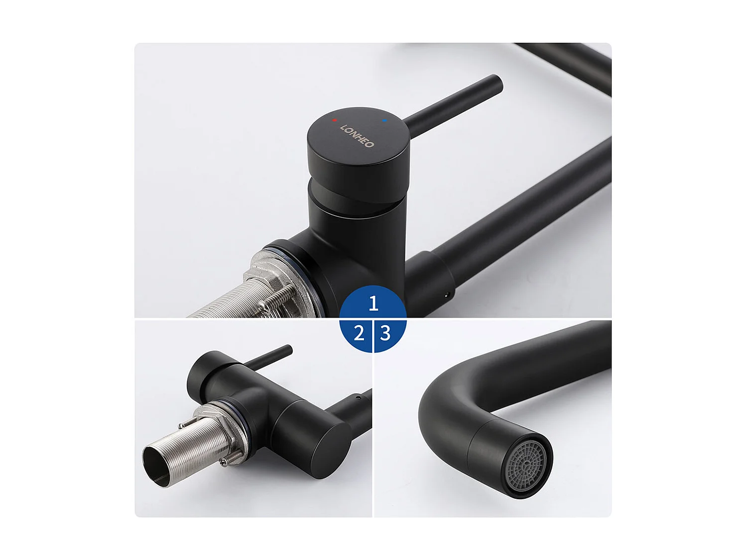 360 ° Drehbarer Pull-Down-Küchenhahn, Heiß-/Kaltwasser-Küchenmischbatterie 304 Edelstahl mit Abnehmbarem Bubbler Schwarz, EU-Modell