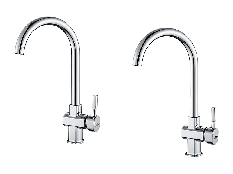 2pcs Rubinetto da cucina Beccuccio alto cromato girevole a 360° Miscelatore Lavello con schiumatore smontabile Rubinetto lavello Cucina