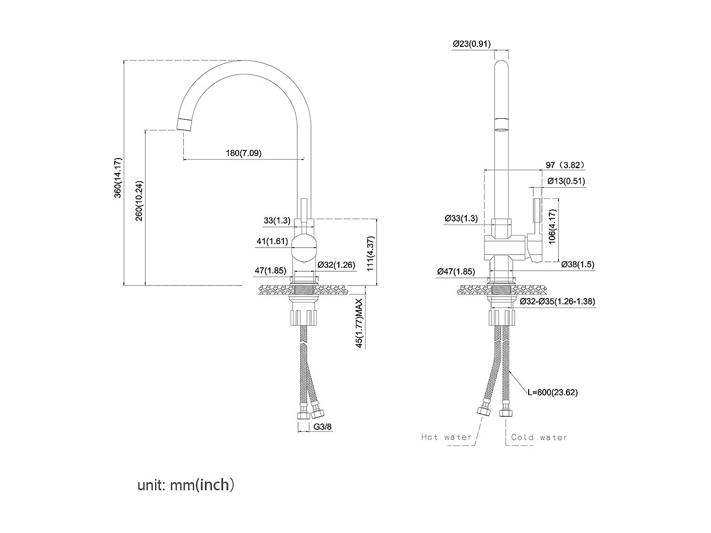 2 stks Keukenkraan Hoge Uitloop Verchroomd 360° Draaibaar Gootsteenmengkraan met Afneembare Schuimer Wastafelkraan Keuken Koud en Warm Water