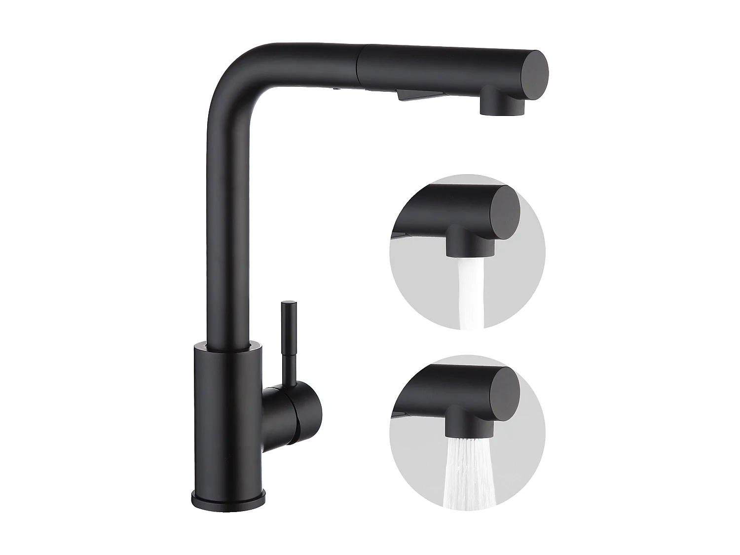 2PCS Cecipa max zwarte keukenmengkraan met uittrekbare spray, aanrechtkraan 360 ° rotatie, 2 spuitmodi, EU-model