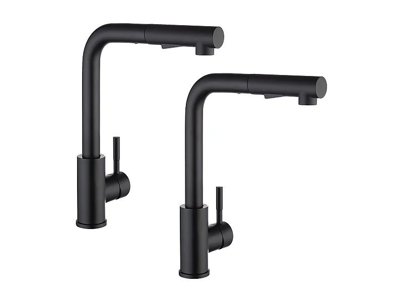 2PCS Cecipa max zwarte keukenmengkraan met uittrekbare spray, aanrechtkraan 360 ° rotatie, 2 spuitmodi, EU-model