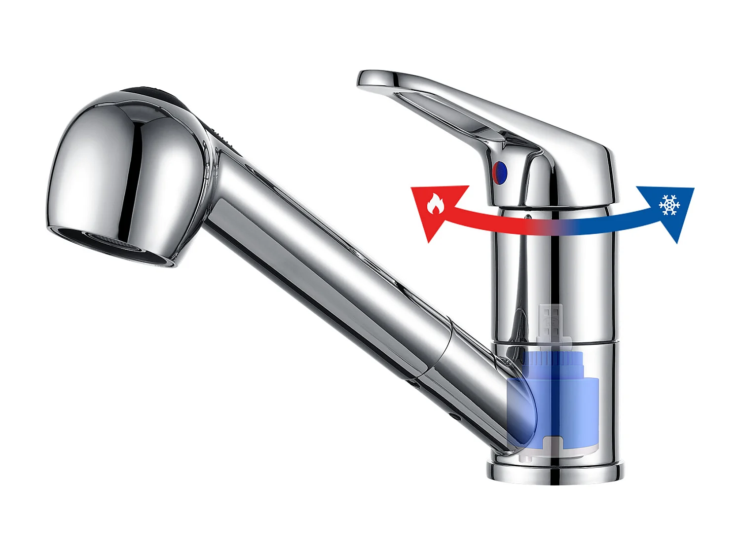 Robinet Cuisine Douchette Extractible,Mitigeur Cuisine en Inox avec Douchette 2 Modes Jet,Bec Bas, Pivotant à 360°, Eau Froid/ Chaud,Chromé