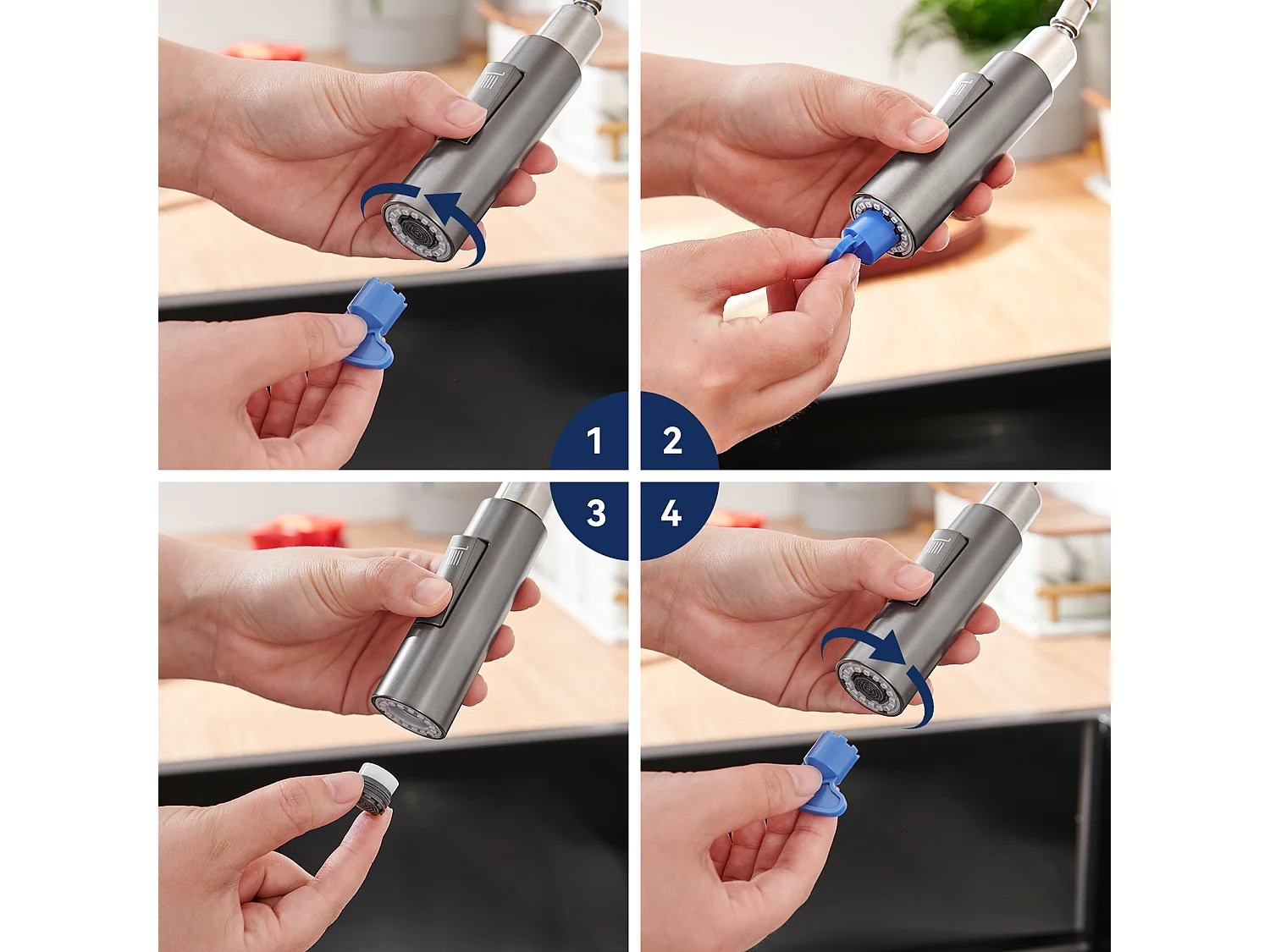 Lonheo Max Keukenkraan Grijs met 2 Functies Uittrekbare Handdouche 360° Draaibare Keukenmengkraan Roestvrij Staal, EU Model