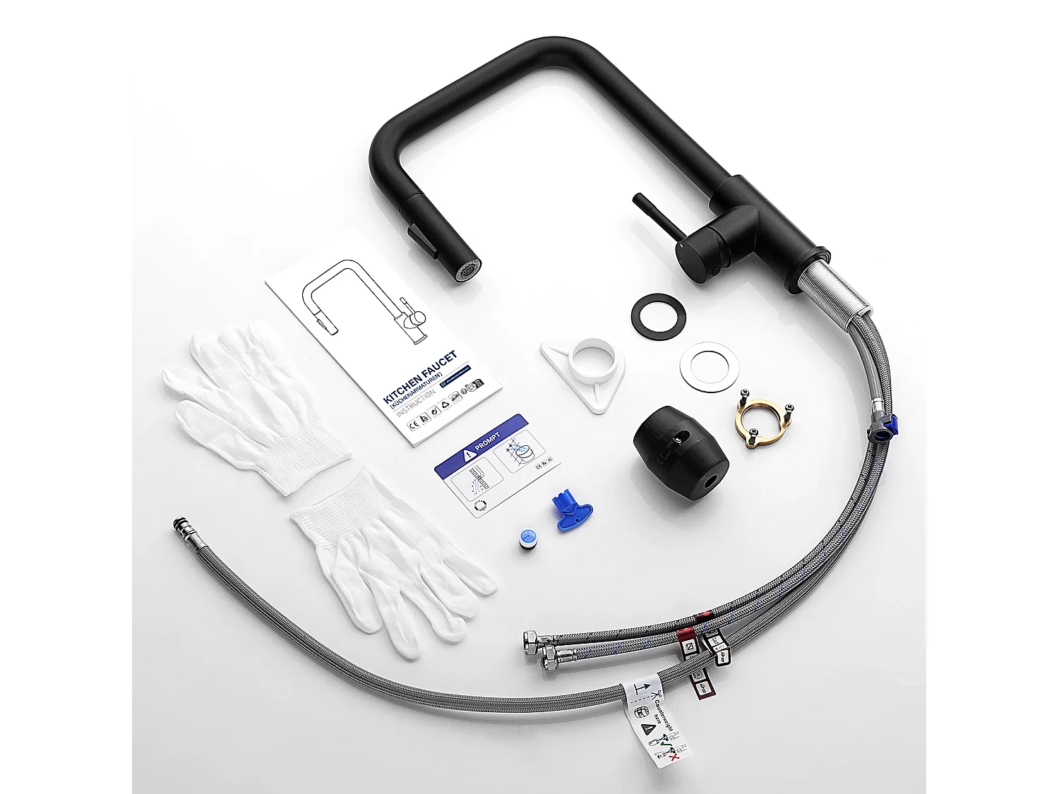 Mitigeur de Cuisine avec Douchette Extractible Cecipa max - Robinet en Inox Rotatif à 360 °Noir Robinet Douchette avec Barboteur Démontable,EU Modèle