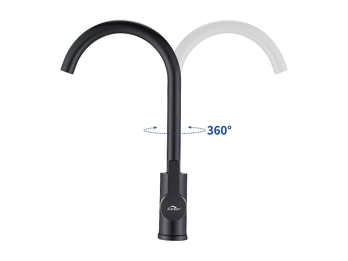 360° schwenkbarer Küchenmischhahn, eleganter Spültischhahn mit hohem Auslauf und abnehmbarem Sprudel für die Küche, schwarz