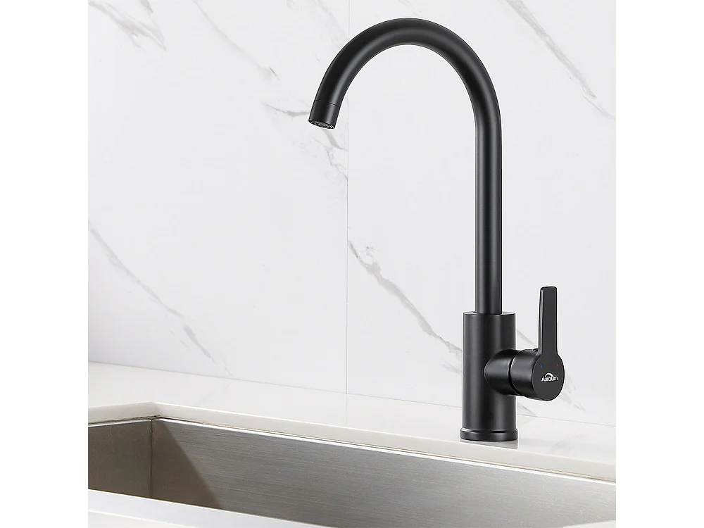 Mitigeur Cuisine Pivotant à 360° Elégant Robinet d'évier Bec Haut avec Barboteur Démontable pour Cuisine, Noir