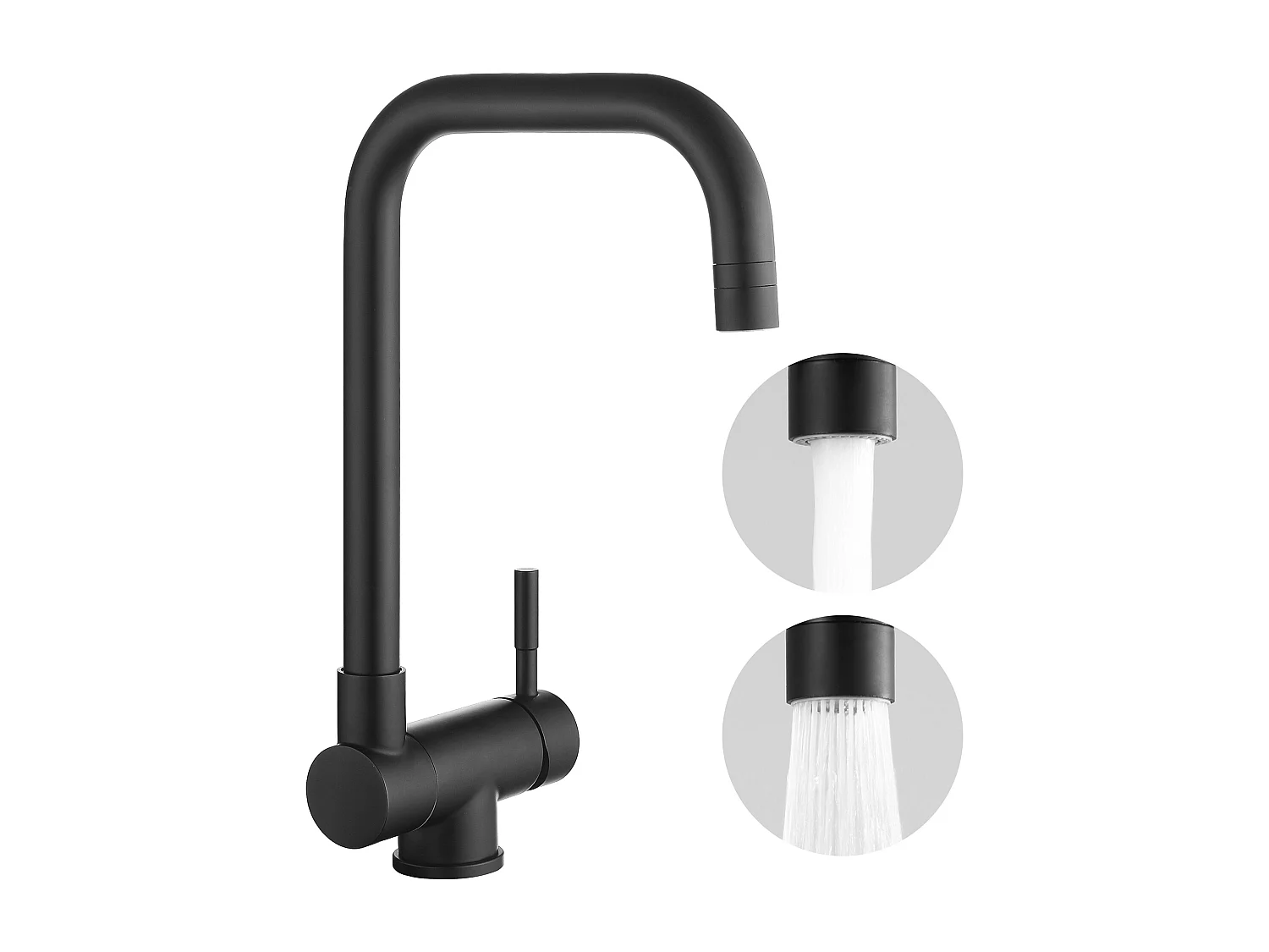 Cecipa max Mitigeur de Evier Rabattable - Robinet de Cuisine en Acier Inoxydable devant Fenêtre - 2 Modes de pulvérisat - Noir,EU Modèle