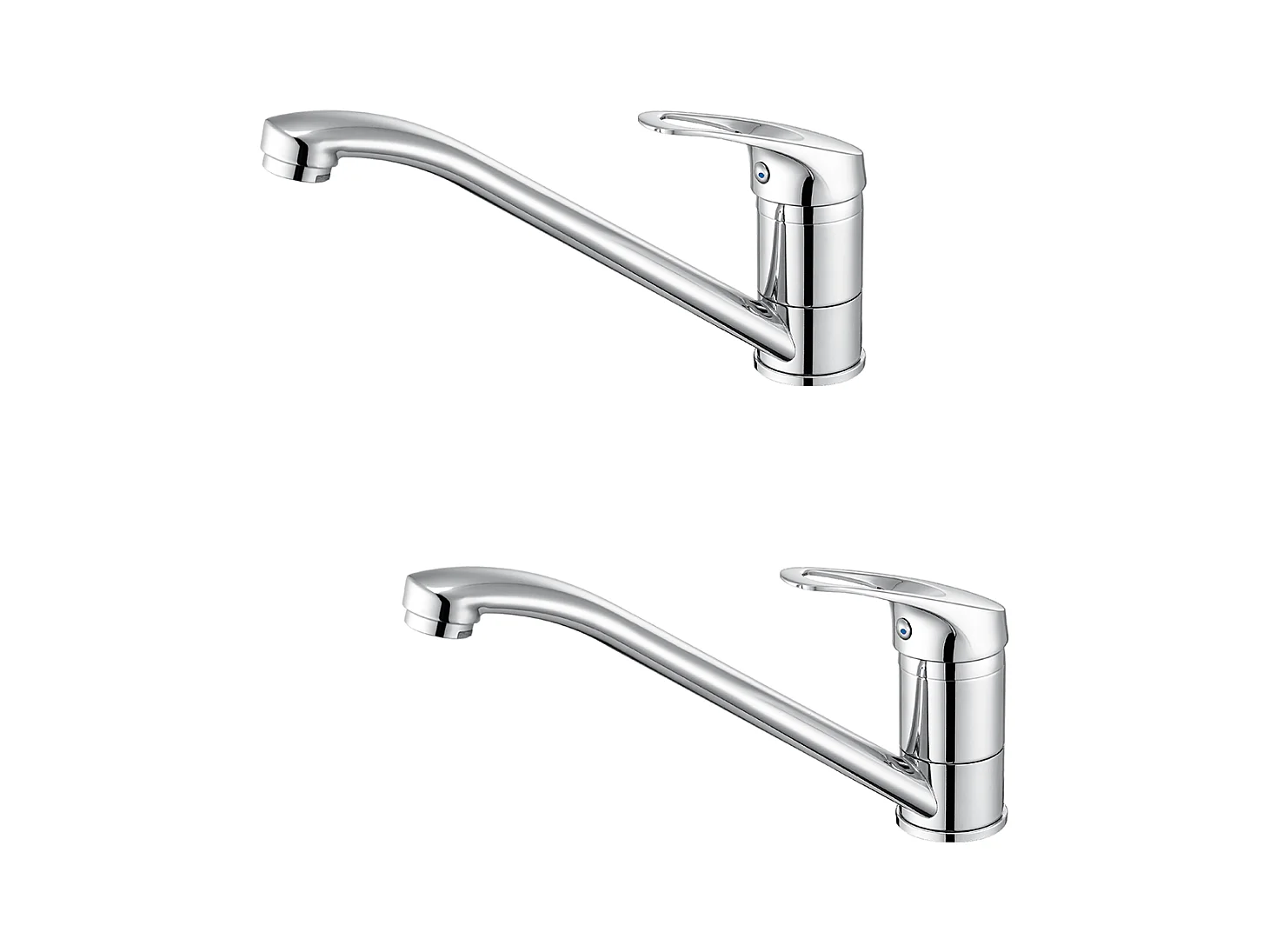 2-teilige Spültisch-Mischbatterie, 360 ° schwenkbarer Küchenhahn, Warm-/Kaltwasserleitungen und Zubehör sind komplett, Messing, Chrom