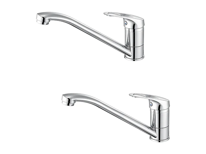 2pcs Mitigeur d'Evier, Robinet Cuisine Orientable à 360°,Les Conduites d'eau Chaude/Froide et Les Accessoires Sont Complets,en Laiton,Chromé