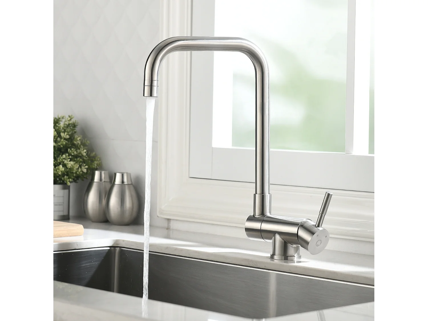 Cecipa max 2PCS neerklapbare spoelbakmengkraan - roestvrijstalen keukenkraan voor raam - 2 spuitmodi - geborsteld, EU-model