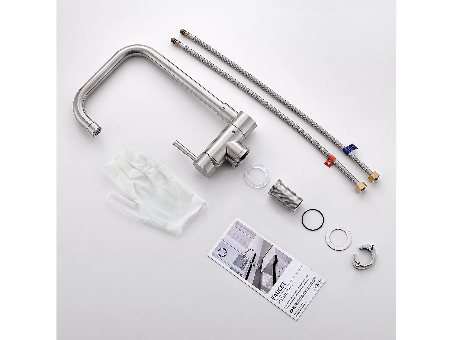 Cecipa max 2PCS Mitigeur de Evier Rabattable - Robinet de Cuisine en Acier Inoxydable devant Fenêtre - 2 Modes de pulvérisat - Brossée,EU Modèle