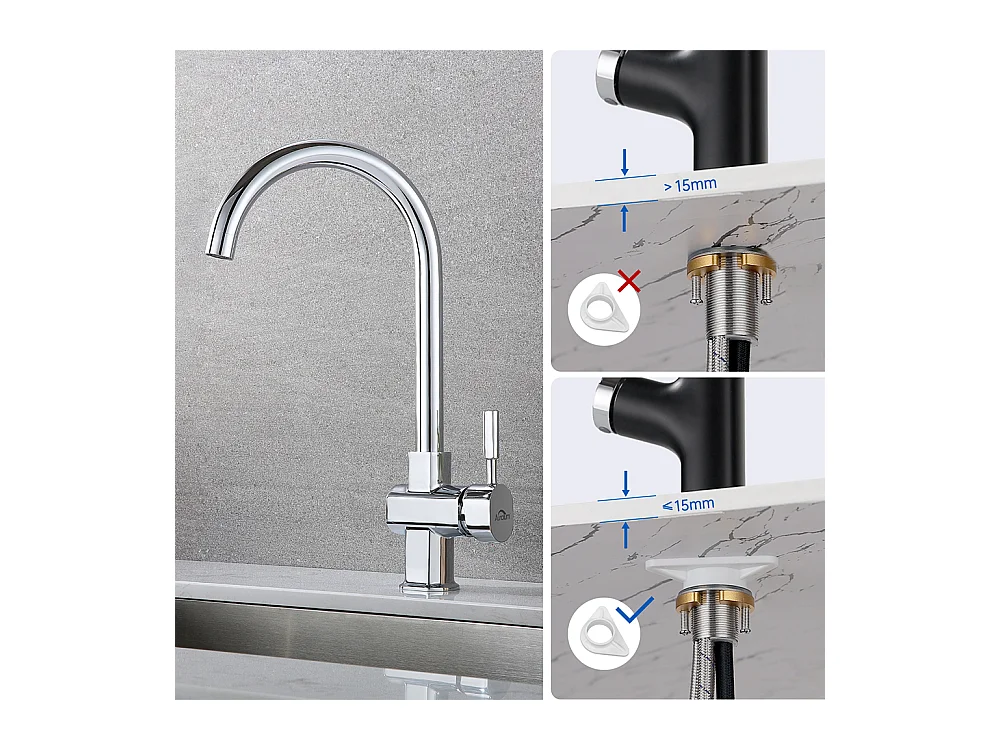 360° Draaibare Keukenmengkraan, Elegante Spoelbak Kraan vanE Koper met Warm en Koud Water Alternatief voor Keuken Verchroomd