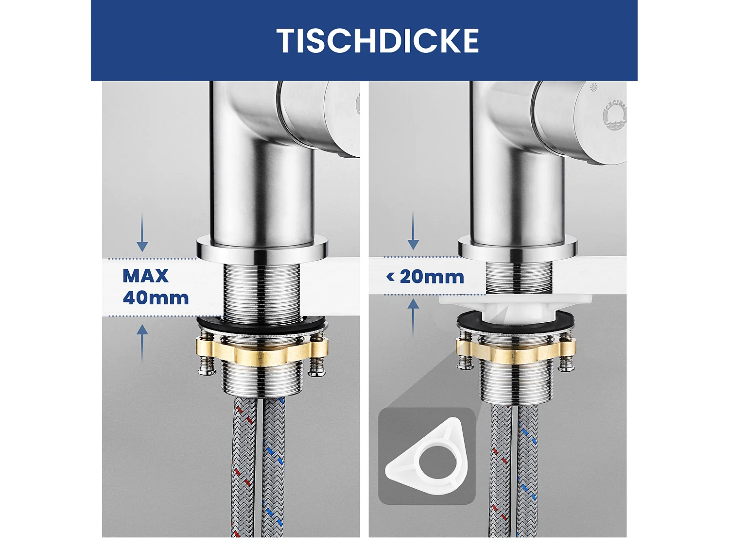 Cecipa max flexibele keukenkraan met 2 straalsoorten, opvouwbare mengkraan, flexibele mengkraan met warm en koud water (zwart + geborsteld), EU-model