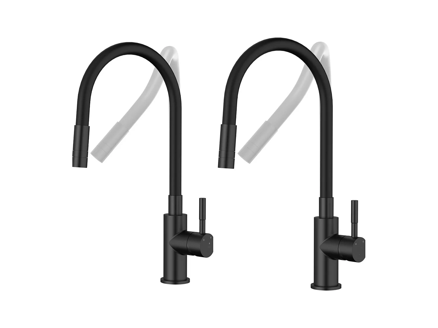 2PCS Robinet Cuisine Flexible Robinet avec 2 Types de Jets, Mitigeur Cuisine Rabattable, Flexible Mitigeur Evier avec Eau Chaude et Froide (Noir)