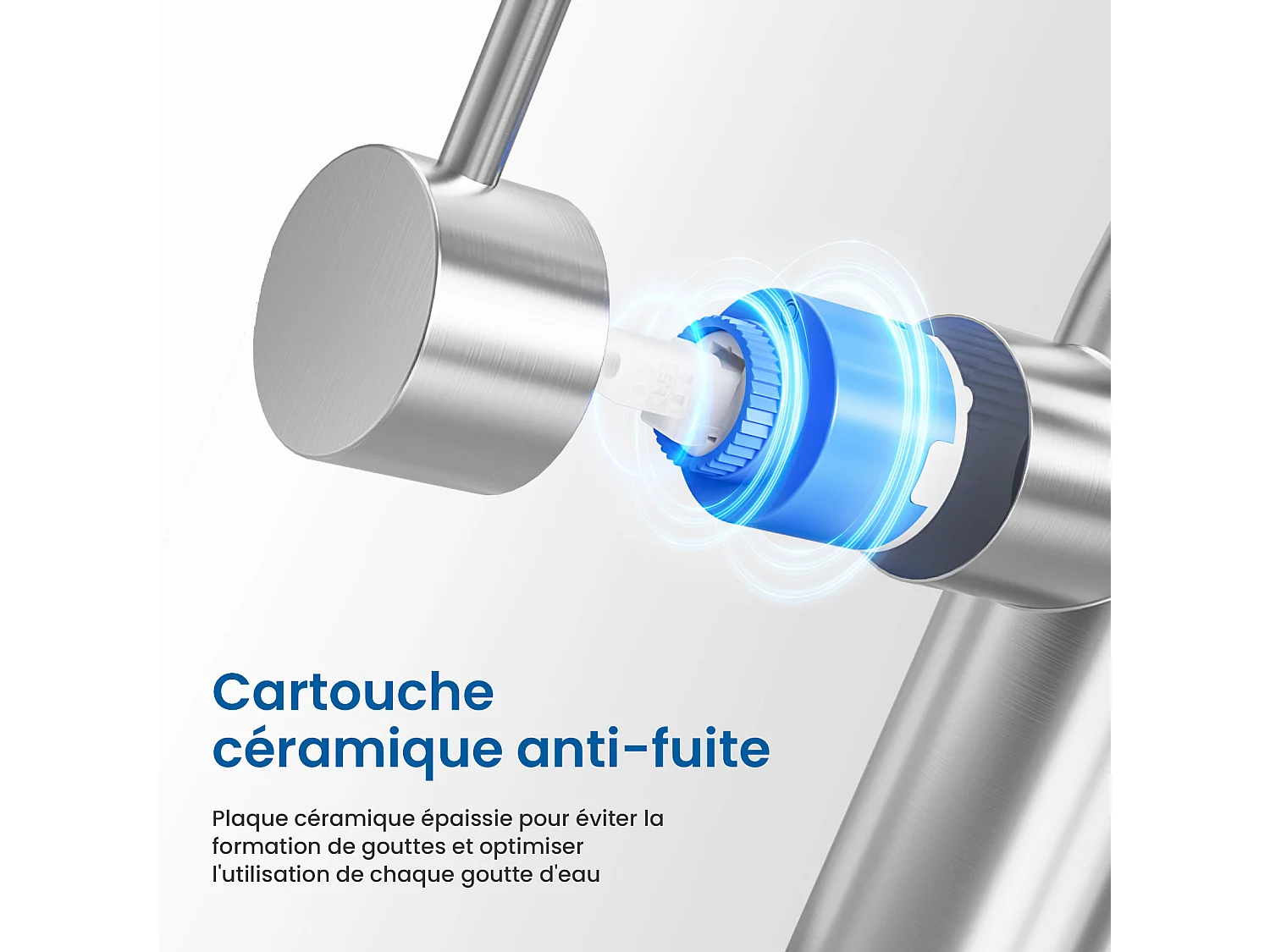 AuraLum Max Robinet Cuisine,Mitigeur Évier Inox avec Douchette Extractible,2 Modes Jets Eau Froide/Chaude Rotatif 360°,en Forme de U,Brossé,EU Modèle