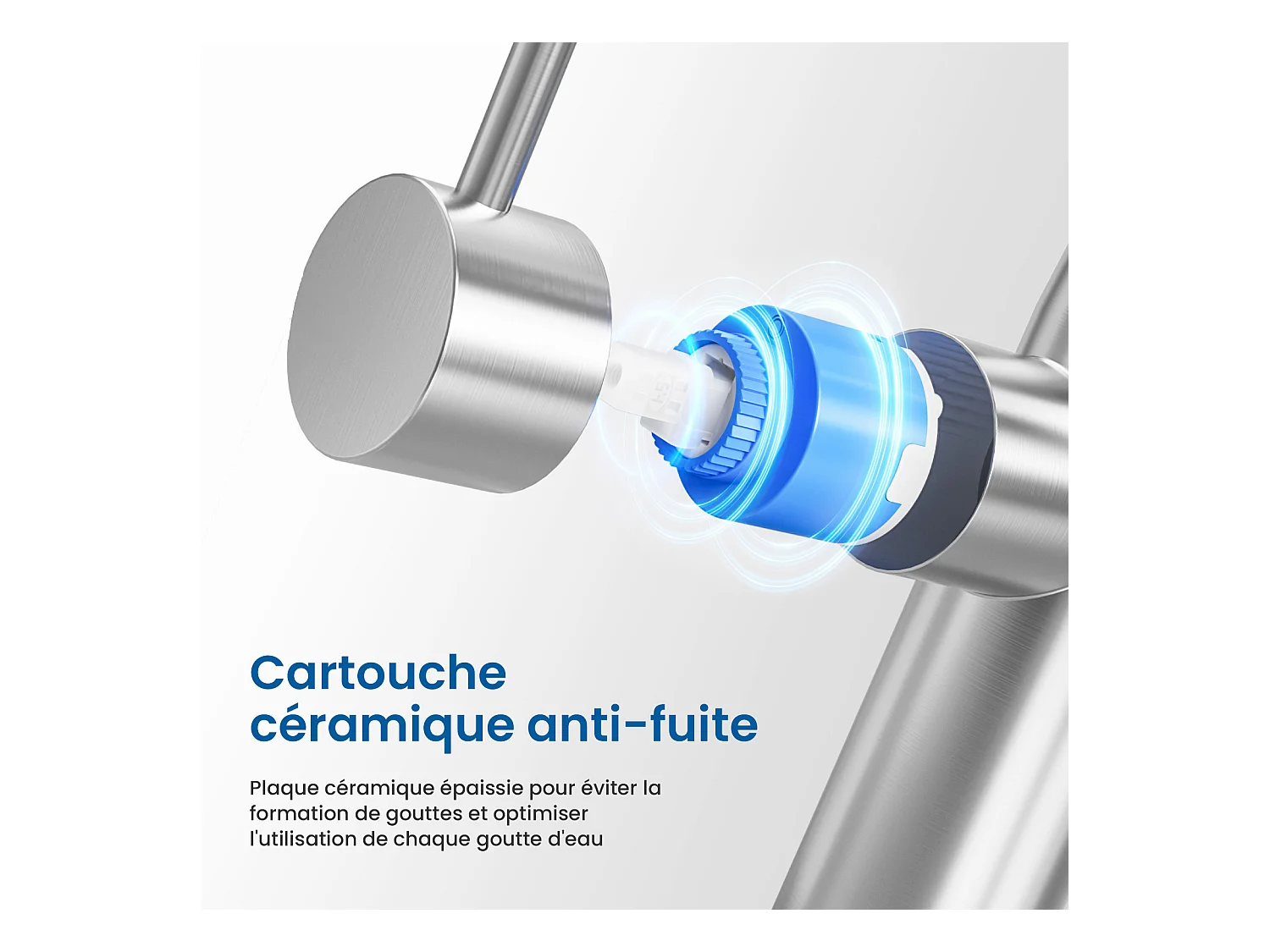 AuraLum Max Robinet Cuisine,Mitigeur Évier Inox avec Douchette Extractible,2 Modes Jets Eau Froide/Chaude Rotatif 360°,en Forme de U,Brossé,EU Modèle