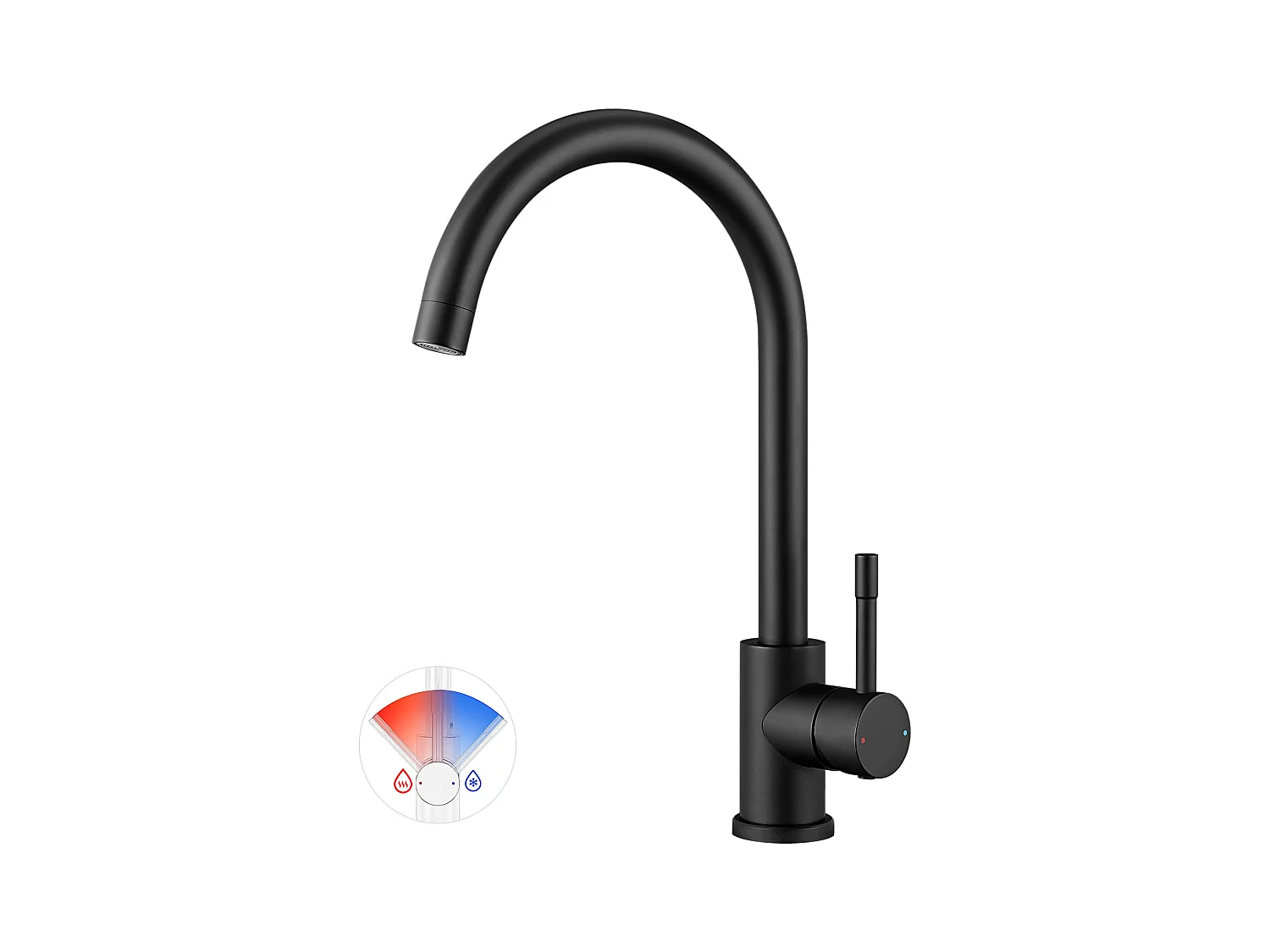 Mitigeur de Cuisine Pivotant à 360° Elégant Robinet d'évier Bec Haut avec Barboteur Démontable pour Cuisine, à Eau Chaude et Froide, Noir