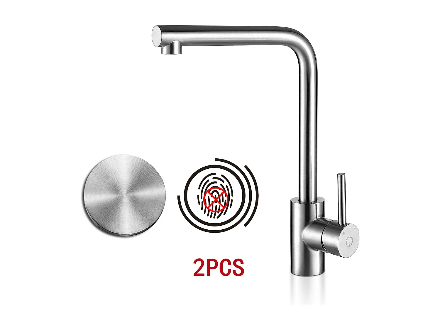 Cecipa max 2PCS Robinet de Cuisine Pivotant à 360° Mitigeur Evier avec Mousseur Démontable Robinet évier Eau Froide et Chaude Brossé,EU Modèle