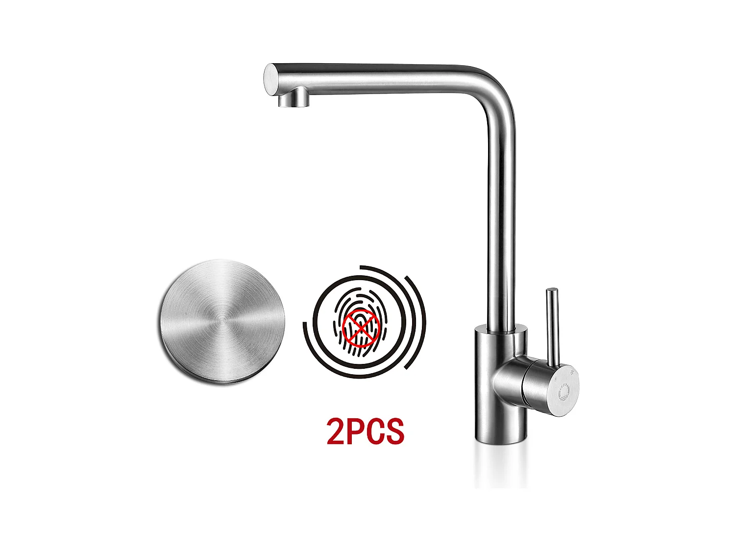 Cecipa max 2PCS Robinet de Cuisine Pivotant à 360° Mitigeur Evier avec Mousseur Démontable Robinet évier Eau Froide et Chaude Brossé,EU Modèle