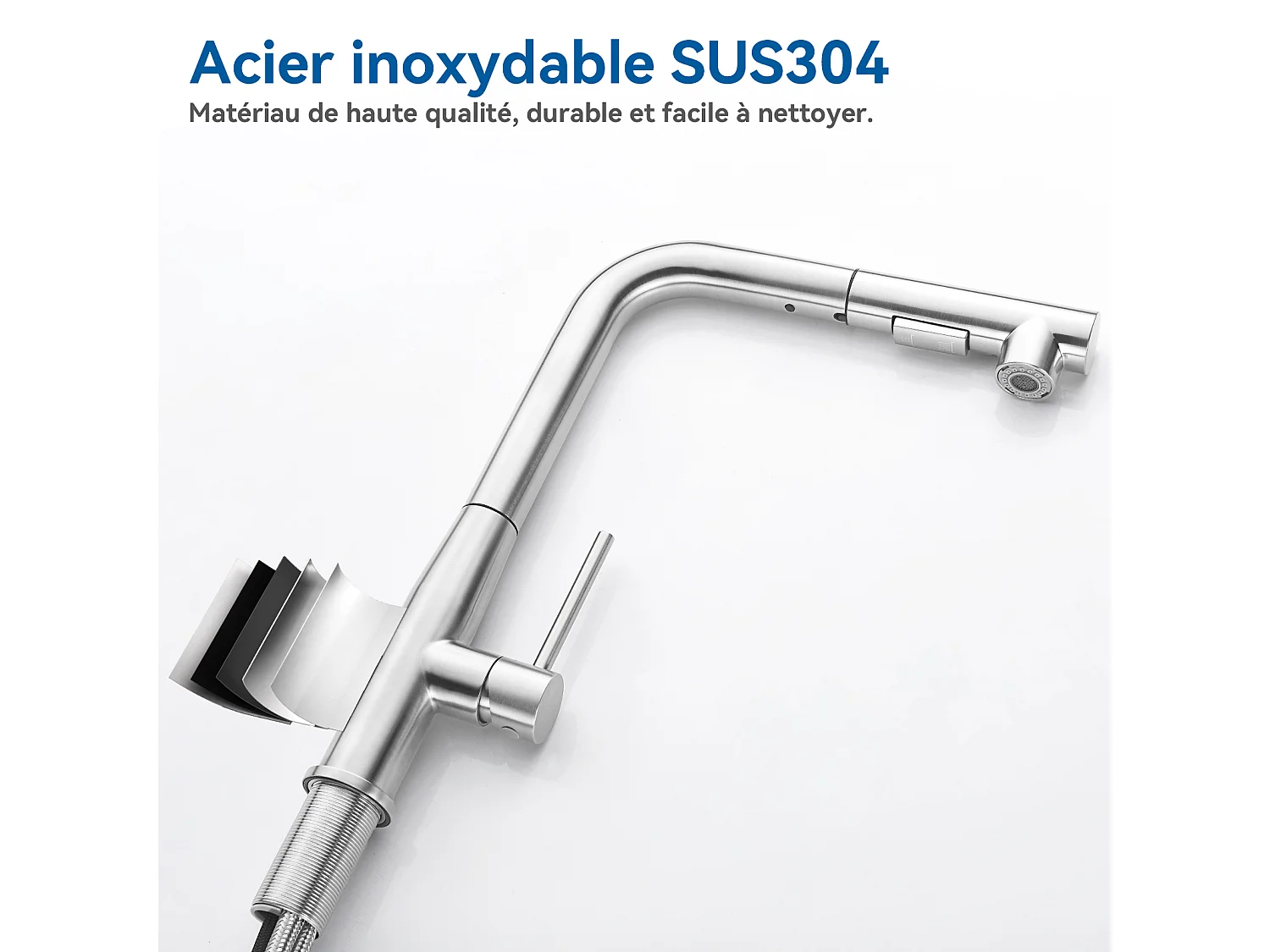 Mitigeur Cuisine extractible Brossé,Acier Inoxydable304,Évier Mélangeur 2 Modes Jets Eau Chaude/Froide,Robinet Télescopique pour Évier Légumes