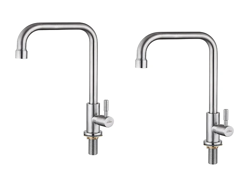 2pcs Auralum max Robinet Cuisine à Eau Froide,Pivotant à 360°, Robinet d'Évier d'eau froide à Levier Unique, Acier Inoxydable- Brossé