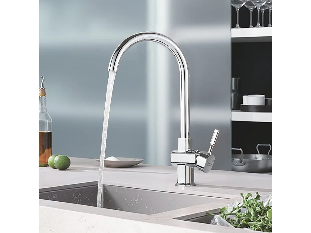 Medigeur CuiSine Cromado,Cavo Alto Giratorio de 360°,Grifo Fregadero con Espumador Desmontable Mezclador Fregadero AceroInoxidable Agua Fría/Caliente