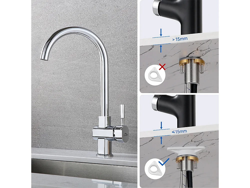 Medigeur CuiSine Cromado,Cavo Alto Giratorio de 360°,Grifo Fregadero con Espumador Desmontable Mezclador Fregadero AceroInoxidable Agua Fría/Caliente