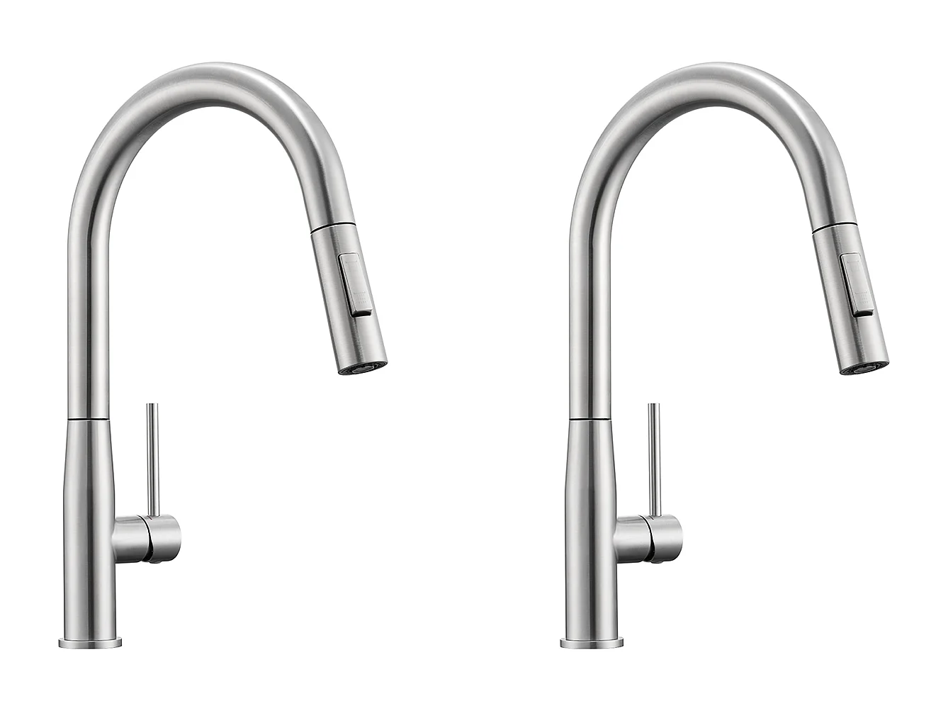 2 STK. AURALUM MAX Küchenarmatur, Edelstahl-Spültischarmatur mit ausziehbarer Brause, 2 Kalt-/Warmwasserstrahlmodi 360° drehbar, U-förmiger Auslauf, gebürstet